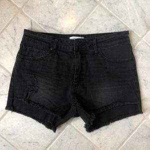 black jean shorts